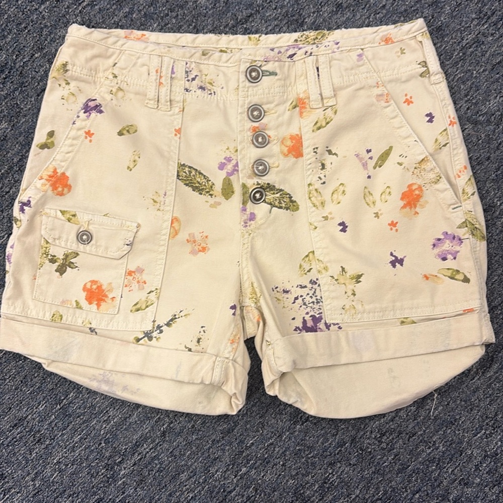 Anthropology/Pilcro Wanderer Shorts, Floral Botanical Print, size 29, cream